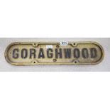 GENUINE ORIGINAL CAST IRON RAILWAY SIGN - GORAGHWOOD