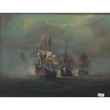 ANTIQUE OIL ON CANVAS - MARITIME SCENE - UNSIGNED 18' X 14'