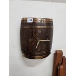 UNUSUAL OLD OAK BARREL CLOCK