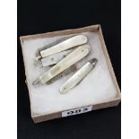 4 SILVER AND MOTHER OF PEARL FRUIT KNIVES