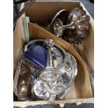 BOX OF SILVER PLATED WARE