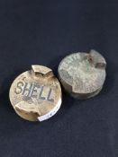 SHELL AND PRATTS CAPS OFF PETROL CANS