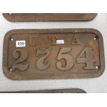 GENUINE ORIGINAL CAST IRON RAILWAY SIGN - UTA 2754