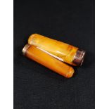 2 GOLD AND AMBER CIGAR HOLDERS