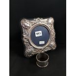 SILVER PHOTO FRAME AND NAPKIN RING
