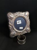 SILVER PHOTO FRAME AND NAPKIN RING