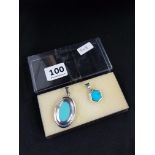 2 SILVER AND TURQUOISE PENDANTS