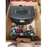 BOX OF COSTUME JEWELLERY AND JEWELLERY BOX