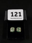 PAIR OF EXCELLENT EMERALD AND DIAMOND EARRINGS