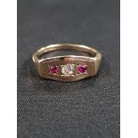 9 CARAT GOLD RUBY AND 1 DIAMOND RING 4.1 GRAMS