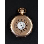 GOLD PLATED POCKET HALF HUNTER POCKET WATCH - WORKING