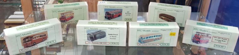 7 BOXED RTC WHITE METAL MODEL BUSES