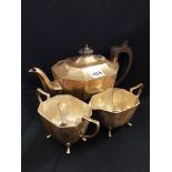 3 PIECE SILVER TEA SET - SHEFFIELD 1950-51 1.1KG