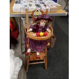DOLLS HIGH CHAIR AND DOLL