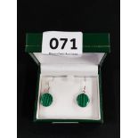 PAIR OF SILVER & MALACHITE EARRINGS