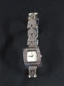 LADIES MARCASITE COLLECTION SILVER TONE WATCH BOXED