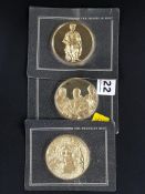 3 FRANKLIN MINT GOLD PLATED BRONZE COINS - THE ART TREASURE OF MEDICI