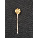 15 CARAT GOLD AND DIAMOND TIE/HAT PIN IN ORIGINAL BOX