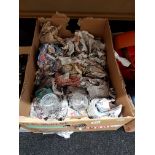 BOX OF ASSORTED CUT GLASS, VASES, TUMBLERS ETC