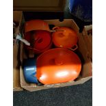 COLLECTION OF CAST ENAMEL POTS TO INCLUDE LE CREUSET