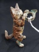 ANTIQUE COLD PAINTED BRONZE CAT IN THE STYLE OF BERGMAN