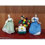 3 ROYAL DOULTON FIGURES TO INC THE OLD BALLOON SELLER