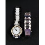 2 LADIES SILVER TONE DKNY DRESS WATCHES