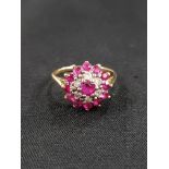 18 CARAT GOLD RUBY & DIAMOND CLUSTER RING