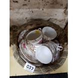 VINTAGE CHINA TEA SET IN BASKET