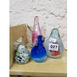 4 GLASS BIRD PAPER WEIGHTS