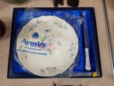 BOXED AYNSLEY CAKE PLATE AND KNIFE
