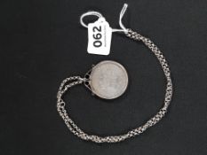 GEORGE III SILVER CROWN IN SILVER MOUNT ON SILVER CHAIN