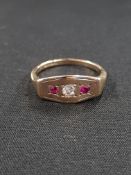 9 CARAT GOLD RUBY AND DIAMOND RING 4.1 GMS