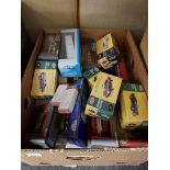 BOX LOT OF MODEL CARS, BUSES ETC