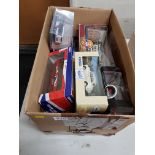 BOX LOT OF MODEL CARS & BUSES ETC