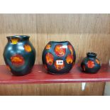 3 POOLE POTTERY VASES