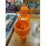 ORANGE VINTAGE TEAPOT SUGAR BOWL