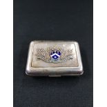 SILVER & ENAMEL MATCH BOX HOLDER (IN GOD WE TRUST)