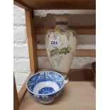 JAPANESE VASE AND BLUE AND WHITE BOWL