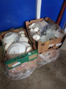 4 BOX LOTS OF CHINA AND GLASSWARE TO INCLUDE LIMOGE DINNER
