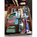 BOX LOT OF MODEL CARS, BUSES ETC