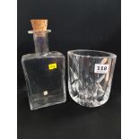 ORREFERS VINTAGE SWEDISH SIGNED GLASS VASE AND SWEDISH GLASS BOTTLE