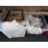 2 BOX LOTS OF CHINA TEASETS, CHINA POSEYS AND EPNS TRAY