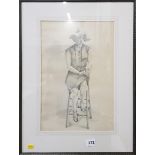 FRAMED PENCIL DRAWING BY B BROWN