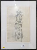 FRAMED PENCIL DRAWING BY B BROWN