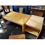 SWEDISH MID CENTURY DROP LEAF COFFEE TABLE AND HOSTESS TROLLEY