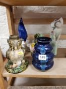 SHELF LOT VASES AND FIGURES TO INCLUDE LLADRO