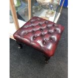 OX BLOOD LEATHER FOOTSTOOL