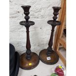 PAIR OF ANTIQUE WOODEN CANDLESTICKS