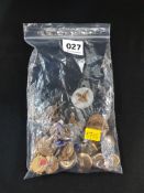 BAG OF MILITARY BADGES & BUTTONS